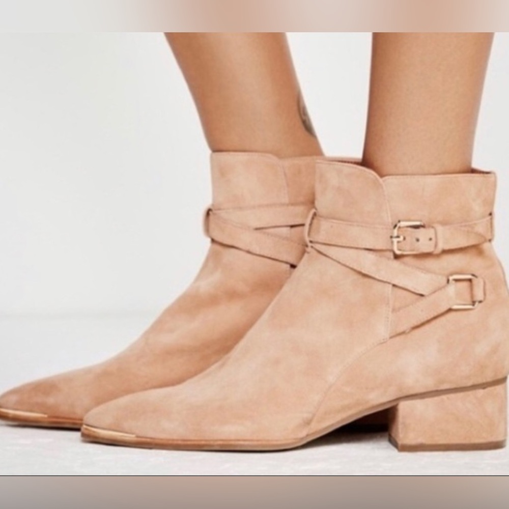 Jeffrey Campbell x Free People Continental Tan Suede Booties -6